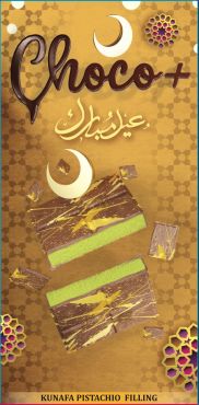 Choco+ Eid Pistachio Kunafa Milk Dubai Chocolate Bar, 200 G